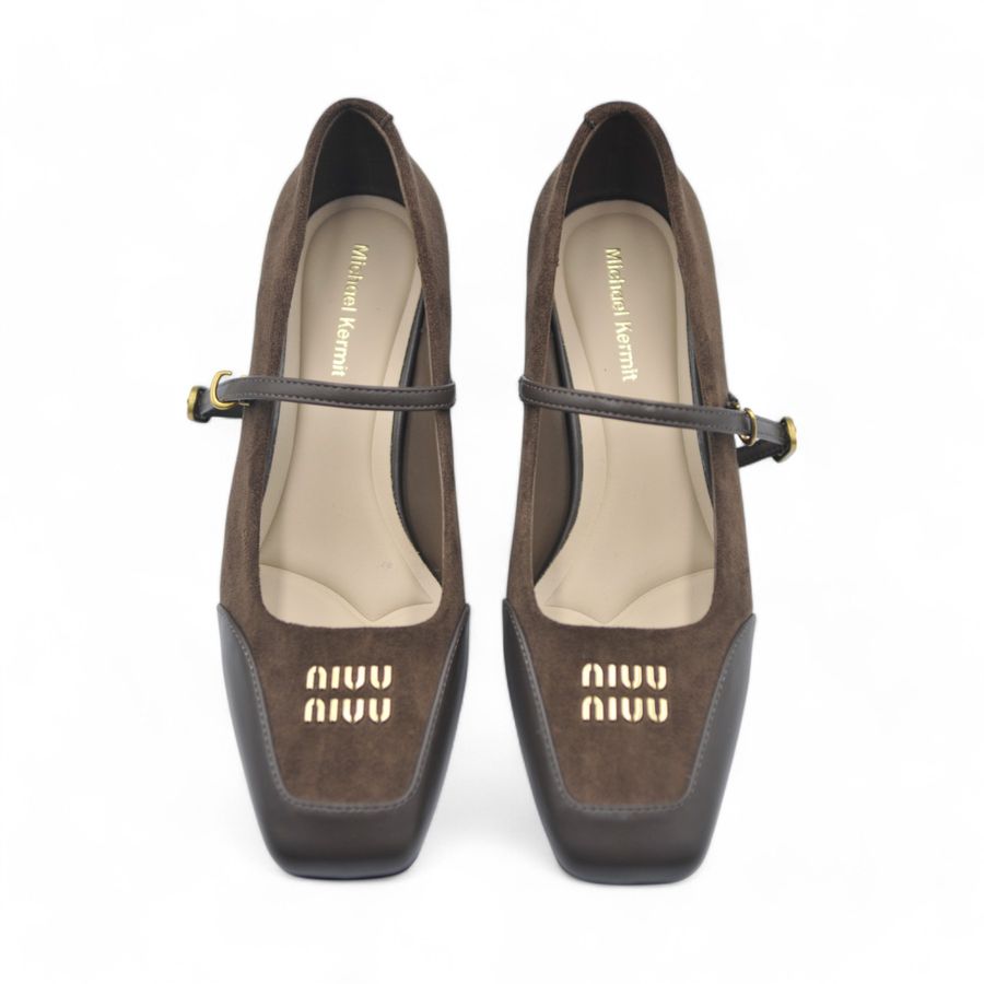 Giày Búp Bê Nữ TGG D970-3 Màu Nâu Da Lộn Size 39