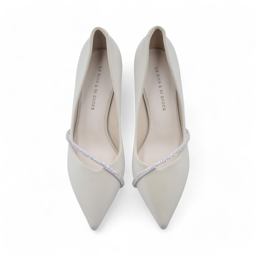 Giày Cao Gót Nữ TGG 213-61 Màu Be Da Sần Mịn Size 38