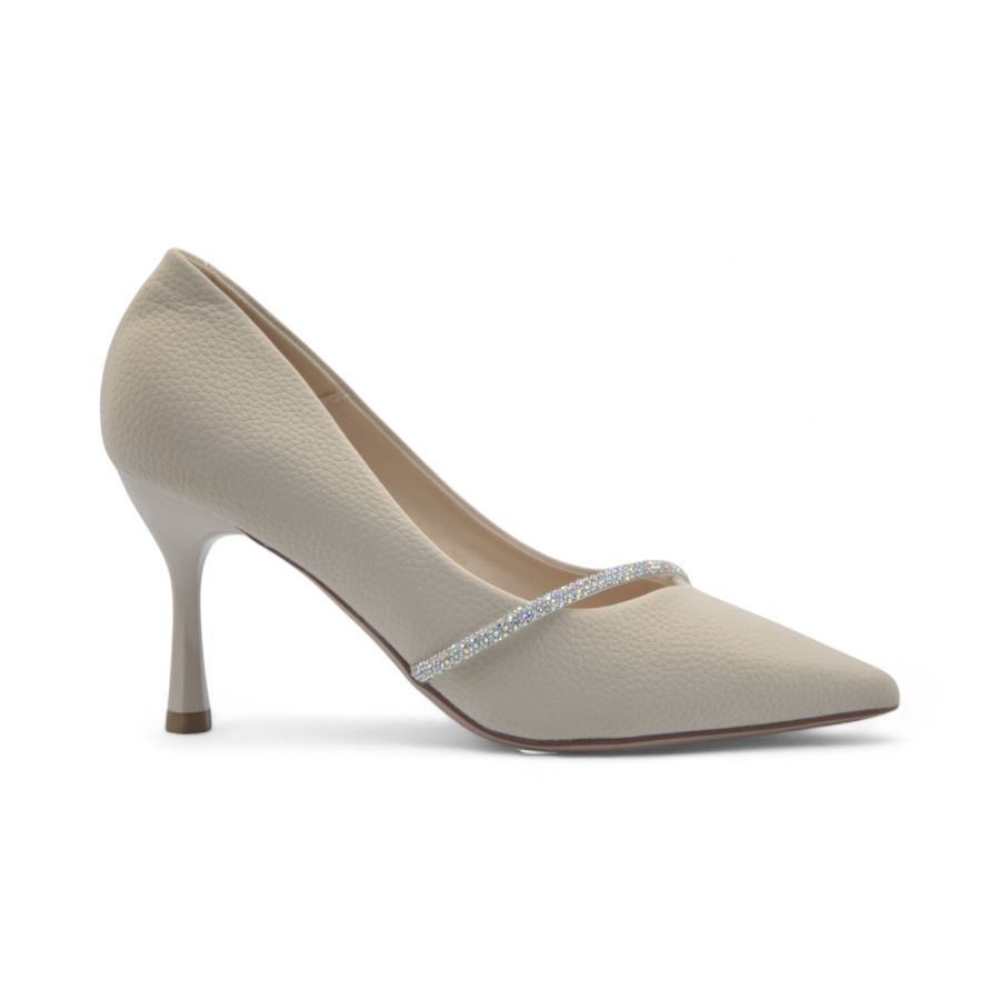 Giày Cao Gót Nữ TGG 213-61 Màu Be Da Sần Mịn Size 38