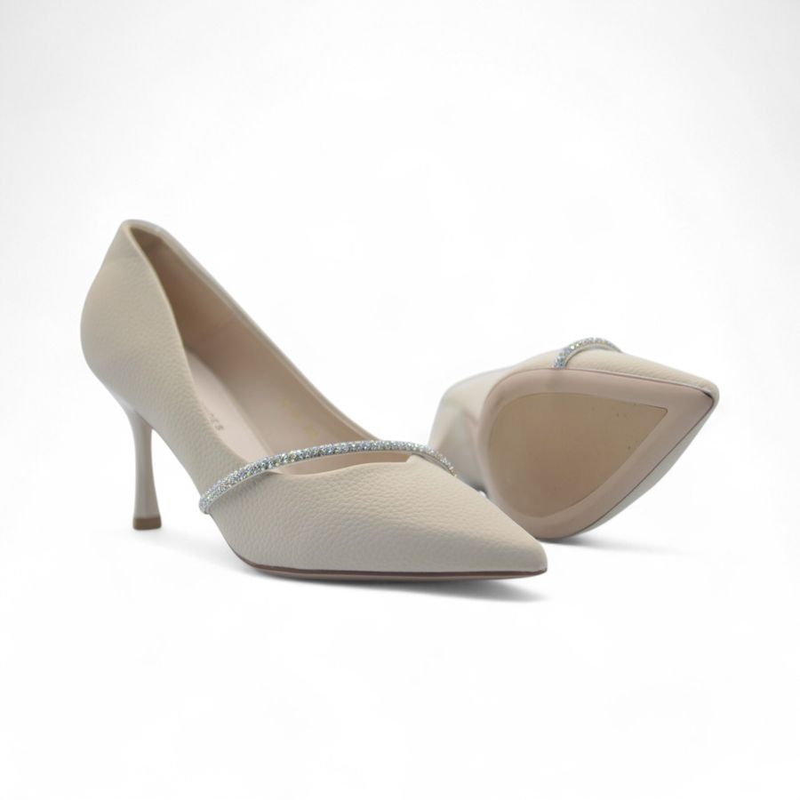 Giày Cao Gót Nữ TGG 213-61 Màu Be Da Sần Mịn Size 38