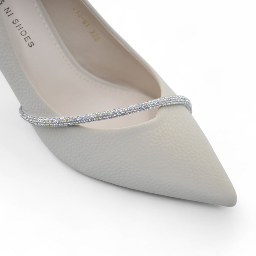 Giày Cao Gót Nữ TGG 213-61 Màu Be Da Sần Mịn Size 38