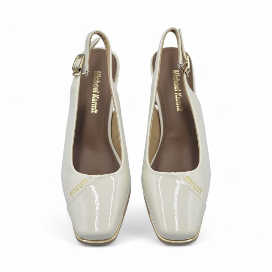 Giày Cao Gót Nữ TGG 2503-8 Màu Trắng Da Bóng Size 37