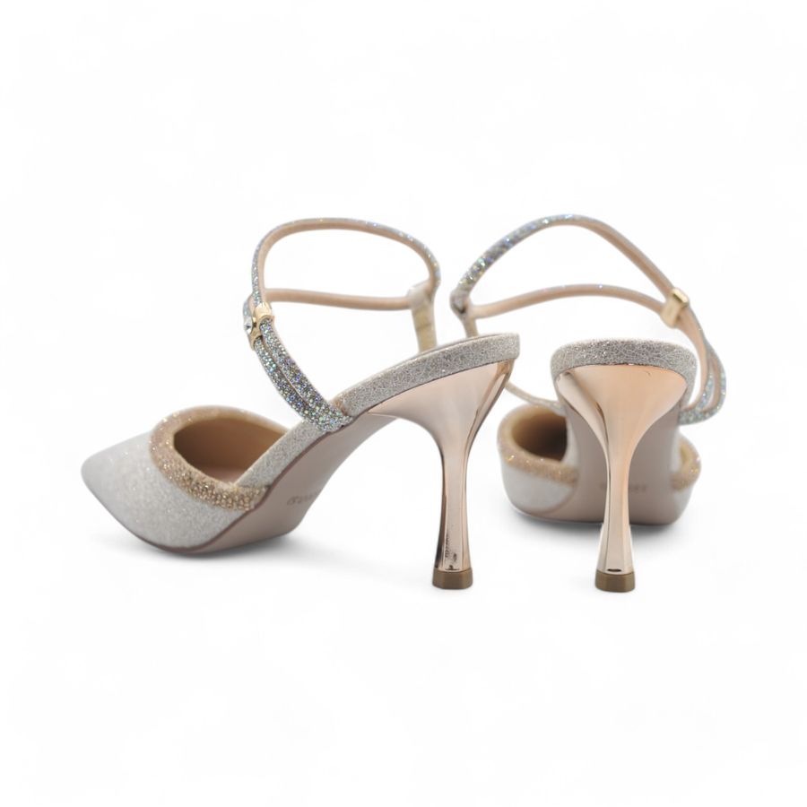 Giày Cao Gót Nữ TGG 261-6 Màu Be Phủ Nhũ Size 37