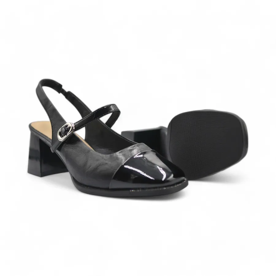 Giày Cao Gót Nữ TGG 5020 Màu Đen Da Bóng Size 35