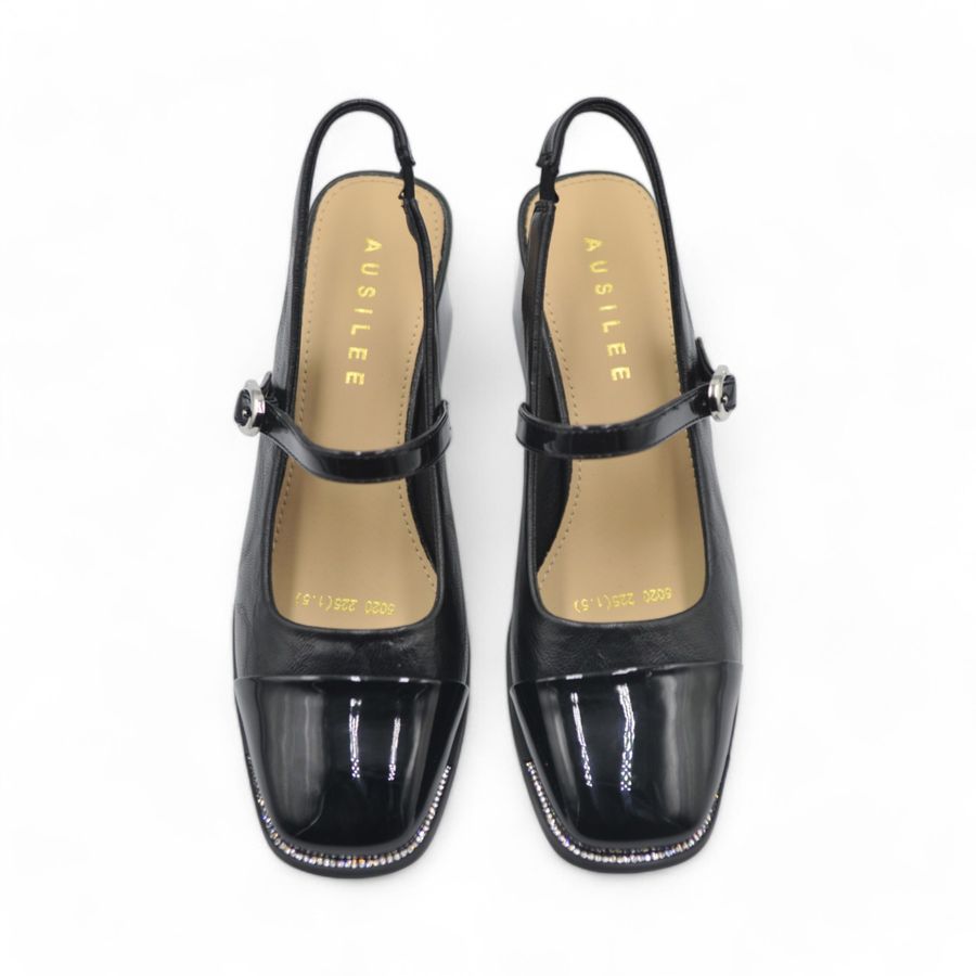 Giày Cao Gót Nữ TGG 5020 Màu Đen Da Bóng Size 36