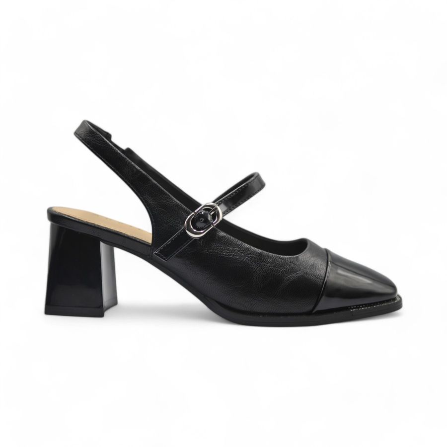 Giày Cao Gót Nữ TGG 5020 Màu Đen Da Bóng Size 36
