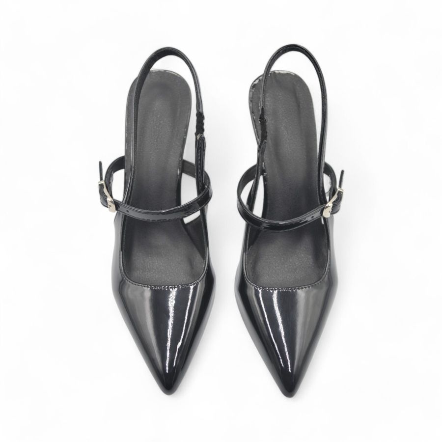 Giày Cao Gót Nữ TGG 5898-8 Màu Đen Da Trơn Size 38