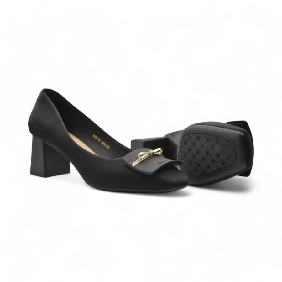 Giày Cao Gót Nữ TGG 616-10 Màu Đen Da Lụa Size 37
