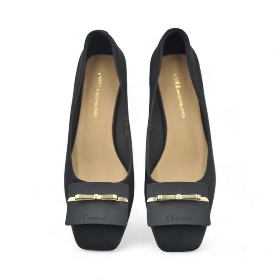 Giày Cao Gót Nữ TGG 616-10 Màu Đen Da Lụa Size 37