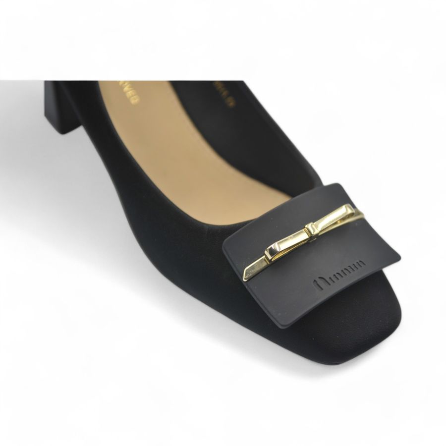 Giày Cao Gót Nữ TGG 616-10 Màu Đen Da Lụa Size 37