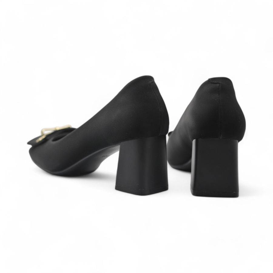 Giày Cao Gót Nữ TGG 616-10 Màu Đen Da Lụa Size 37