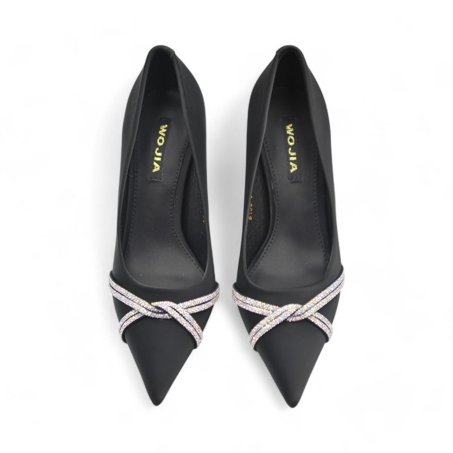 Giày Cao Gót Nữ TGG 8138-8 Da Lụa Màu Đen Size 37