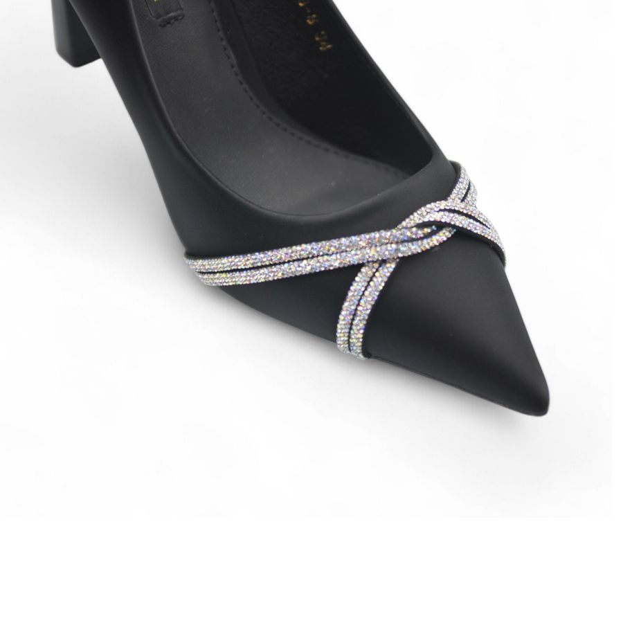 Giày Cao Gót Nữ TGG 8138-8 Da Lụa Màu Đen Size 37