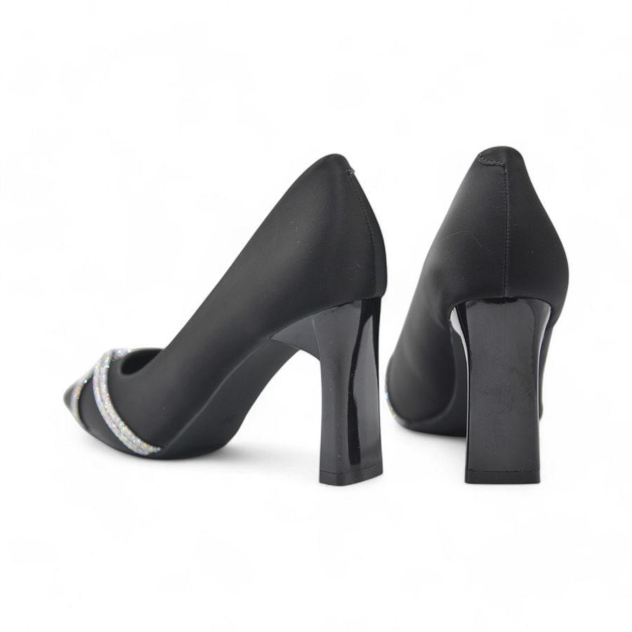 Giày Cao Gót Nữ TGG 8138-8 Da Lụa Màu Đen Size 38