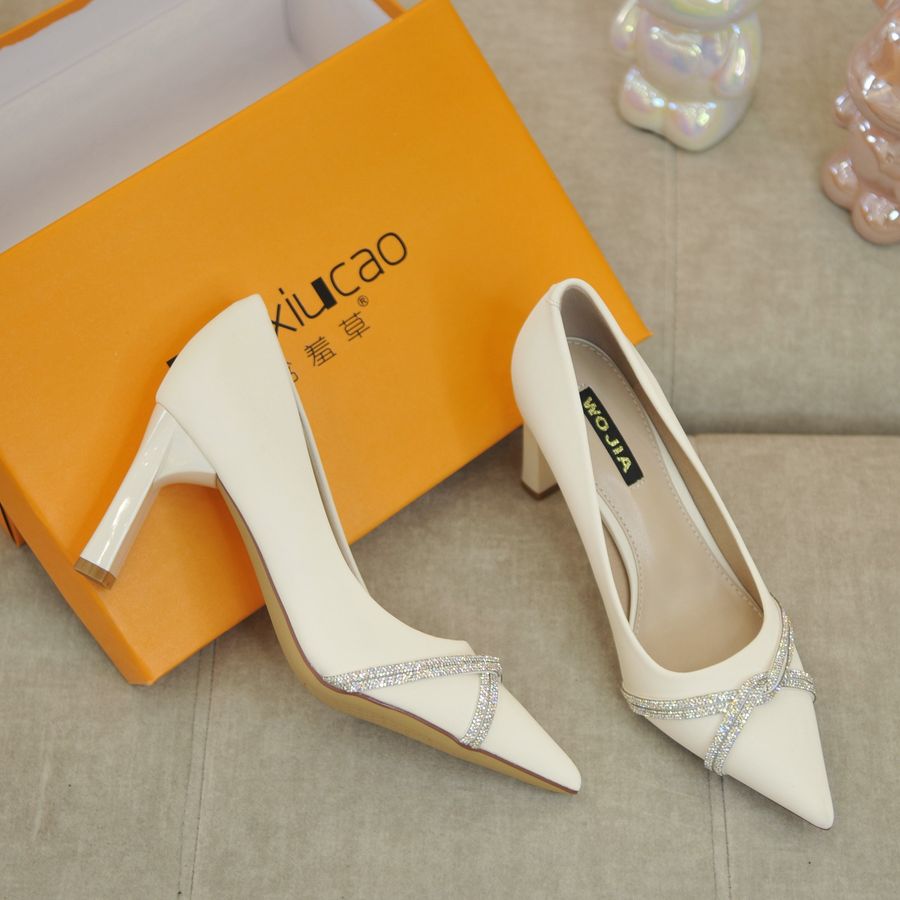 Giày Cao Gót Nữ TGG 8138-8 Da Lụa Màu Nude Size 38