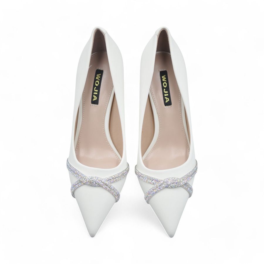 Giày Cao Gót Nữ TGG 8138-8 Màu Trắng Da Lụa Size 37
