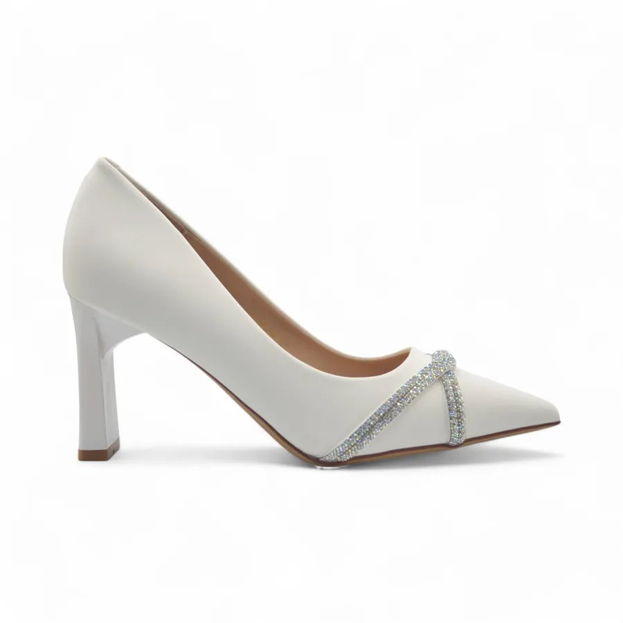 Giày Cao Gót Nữ TGG 8138-8 Màu Trắng Da Lụa Size 38