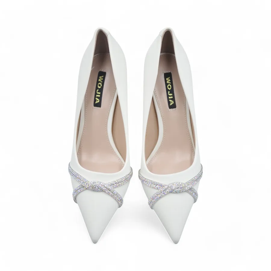 Giày Cao Gót Nữ TGG 8138-8 Màu Trắng Da Lụa Size 38