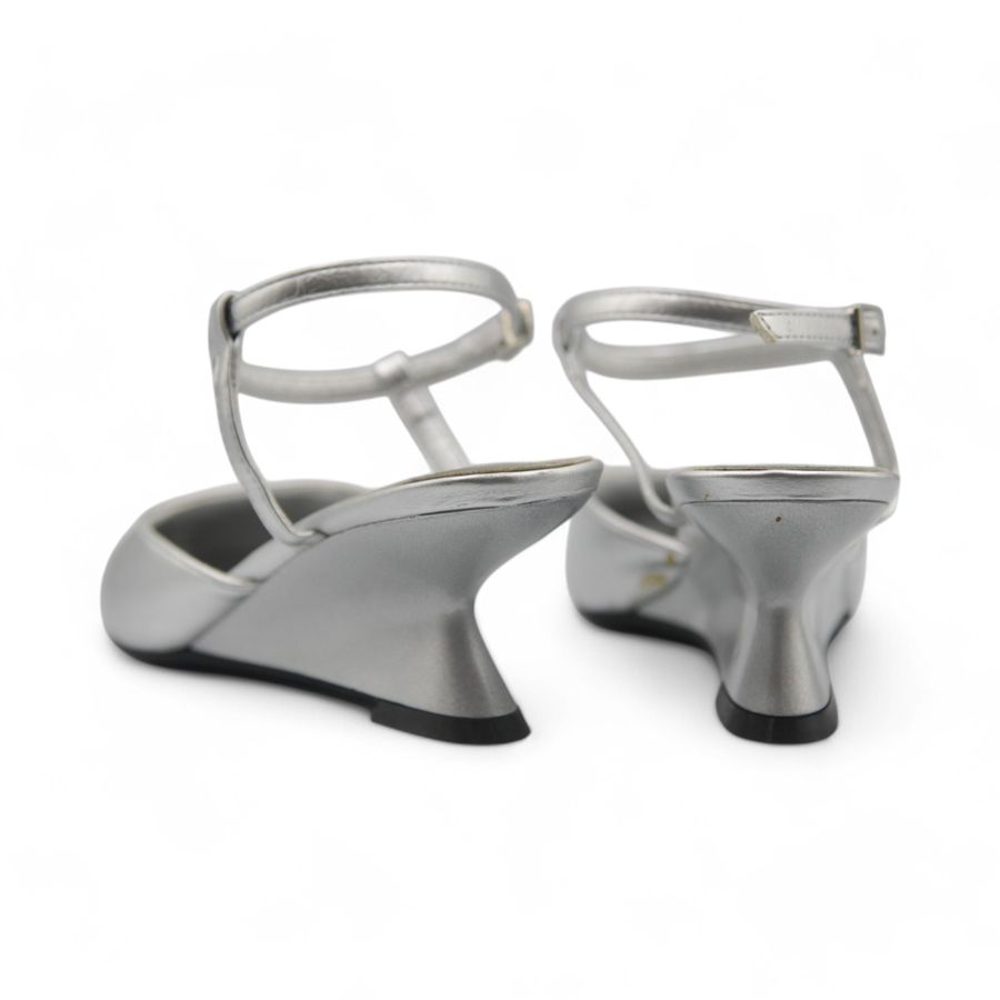 Giày Cao Gót Nữ TGG D158-1 Màu Bạc Da Mềm Size 35