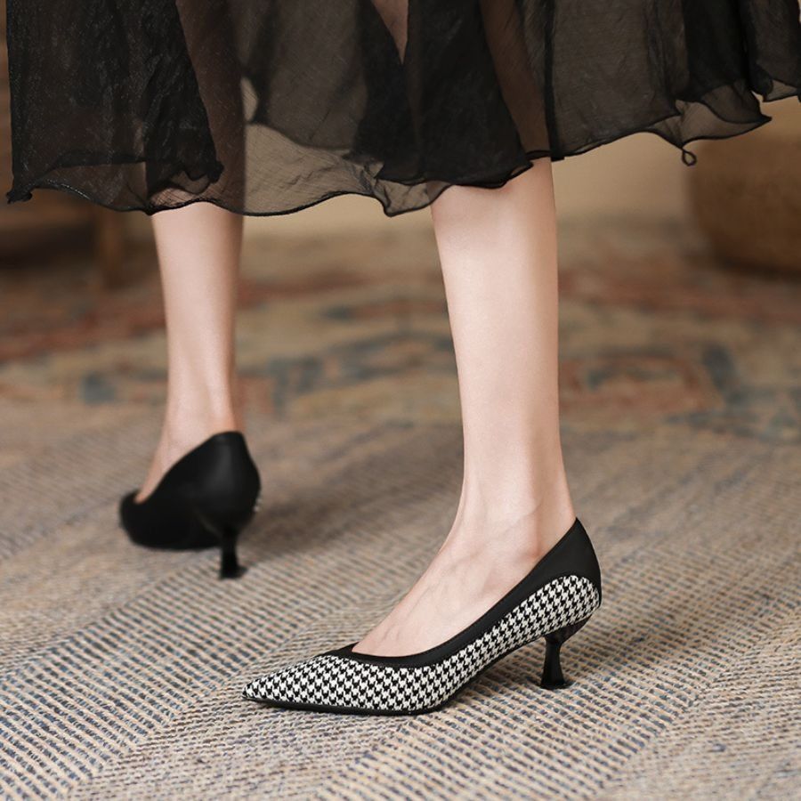 Giày Cao Gót Nữ TGG D1808 Màu Đen Da Mềm Size 35