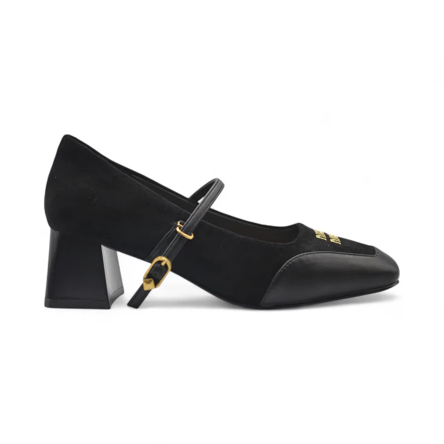 Giày Cao Gót Nữ TGG D970-3 Màu Đen Da Lộn Size 38