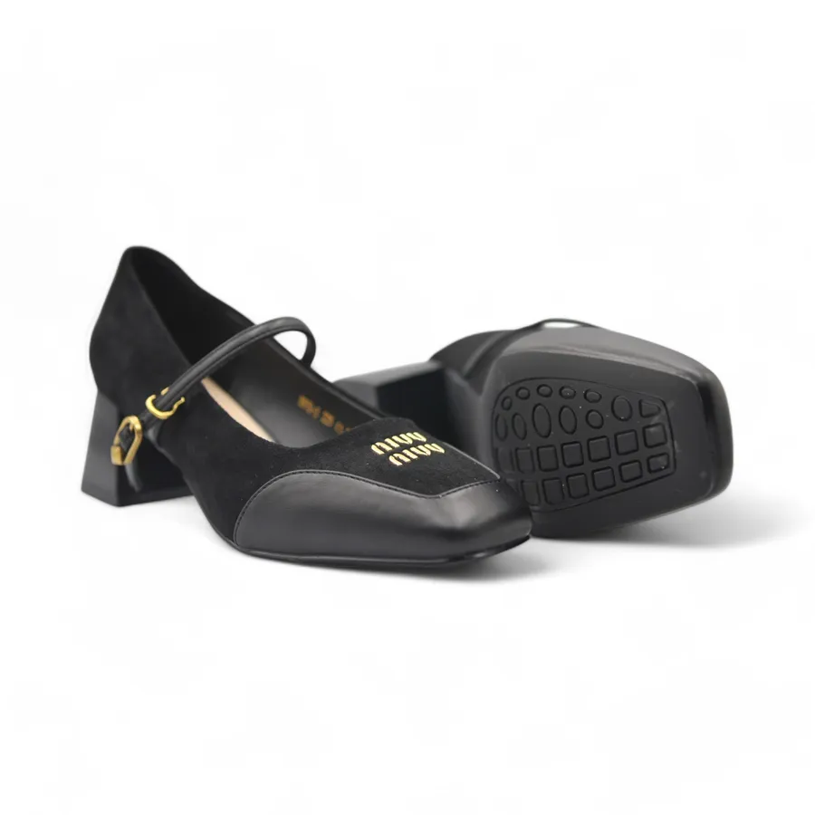 Giày Cao Gót Nữ TGG D970-3 Màu Đen Da Lộn Size 38