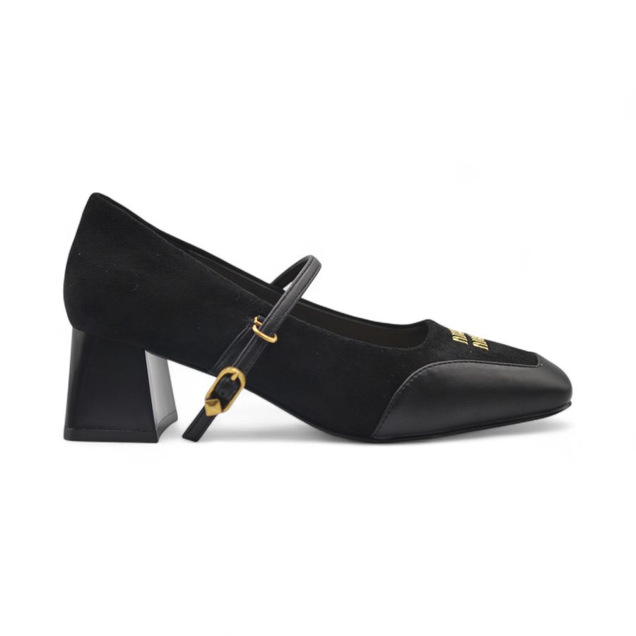 Giày Cao Gót Nữ TGG D970-3 Màu Đen Da Lộn Size 39