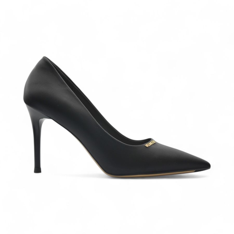 Giày Cao Gót Nữ TGG Q2023-28 Xi Lụa Màu Đen Size 37