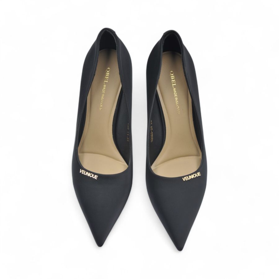 Giày Cao Gót Nữ TGG Q2023-28 Xi Lụa Màu Đen Size 37