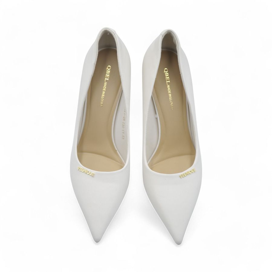 Giày Cao Gót Nữ TGG Q2023-28 Xi Lụa Màu Trắng Size 38