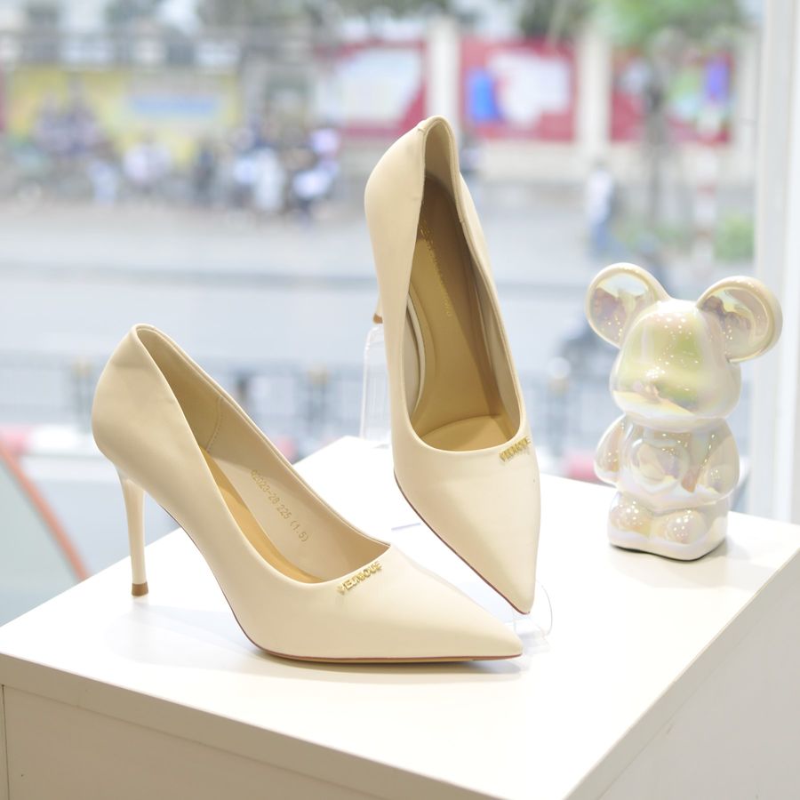 Giày Cao Gót Nữ TGG Q2023-28 Xi Lụa Màu Trắng Size 38