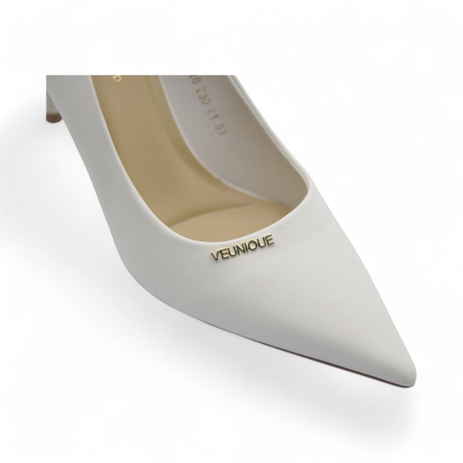 Giày Cao Gót Nữ TGG Q2023-28 Xi Lụa Màu Trắng Size 38