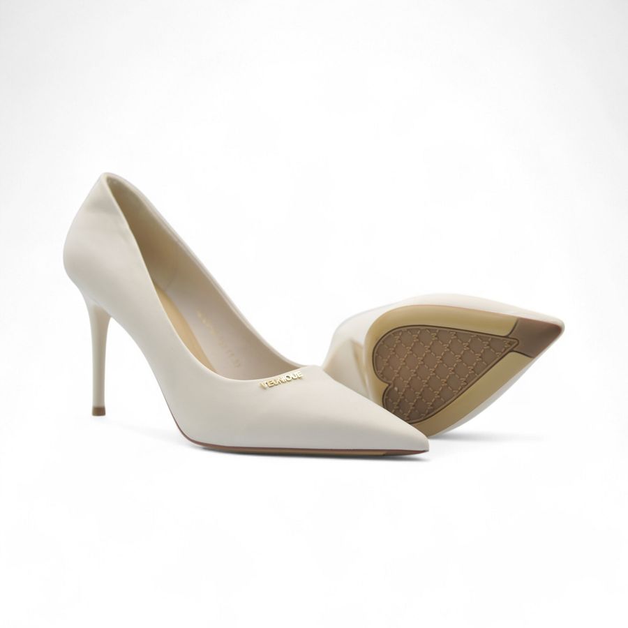 Giày Cao Gót Nữ TGG Q2023-28 Xi Lụa Màu Trắng Size 38