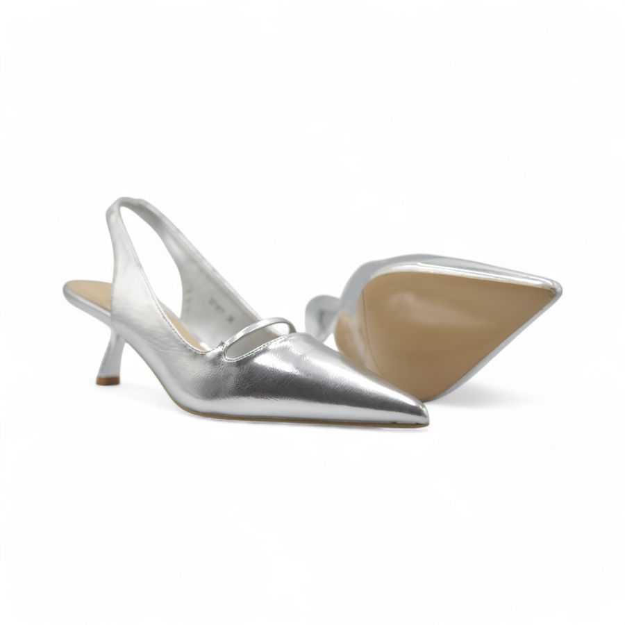 Giày Cao Gót Nữ TGG ST1611 Màu Bạc Da Mềm Size 37