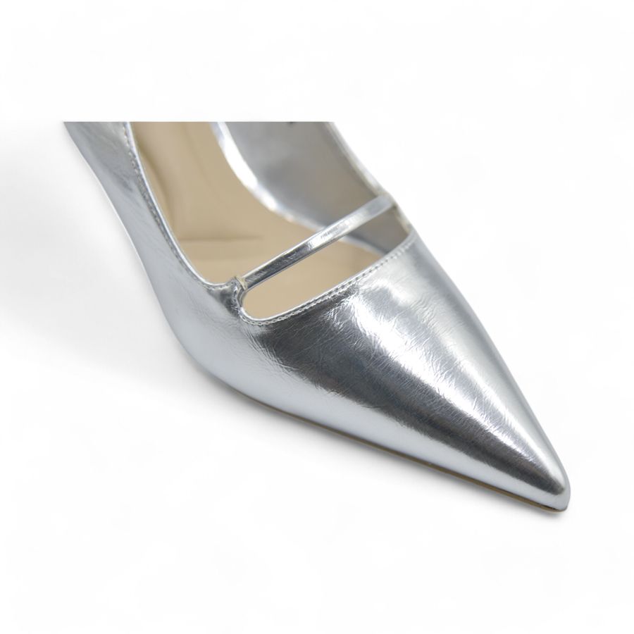 Giày Cao Gót Nữ TGG ST1611 Màu Bạc Da Mềm Size 39