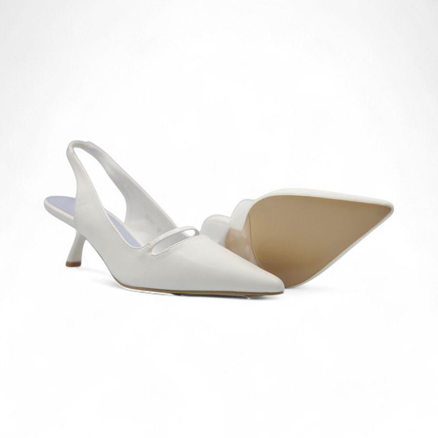 Giày Cao Gót Nữ TGG ST1611 Màu Trắng Da Mềm Size 37