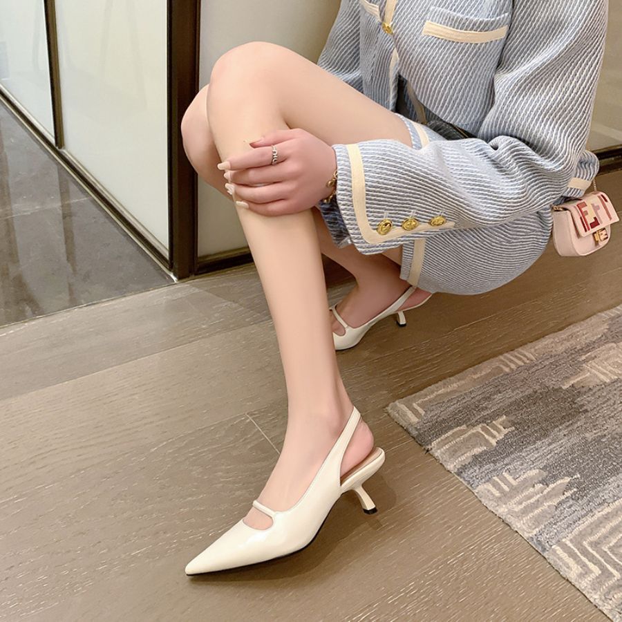 Giày Cao Gót Nữ TGG ST1611 Màu Trắng Da Mềm Size 37