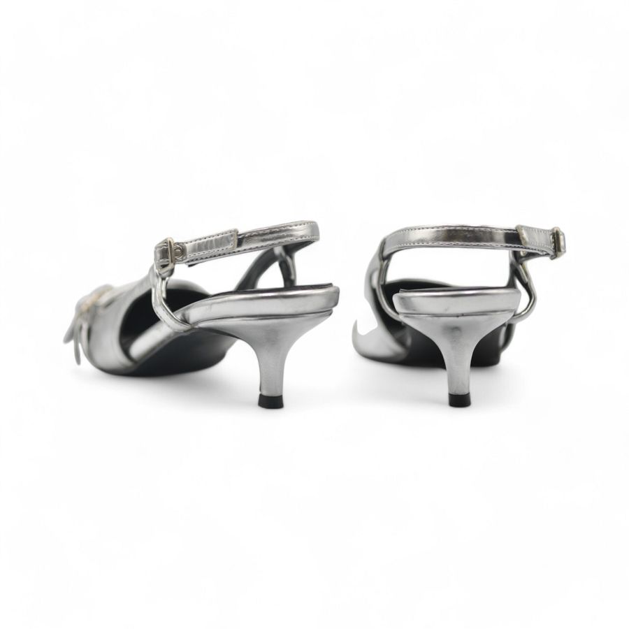 Giày Cao Gót Nữ TGG ST88-26 Màu Bạc Da Mềm Size 37