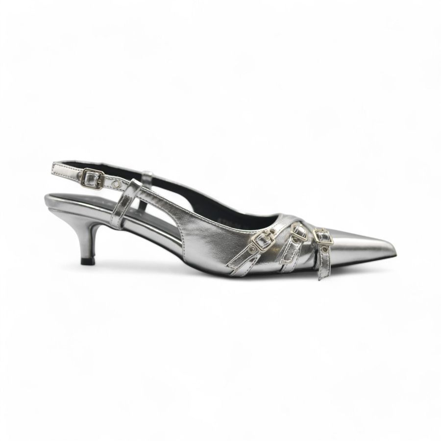 Giày Cao Gót Nữ TGG ST88-26 Màu Bạc Da Mềm Size 37