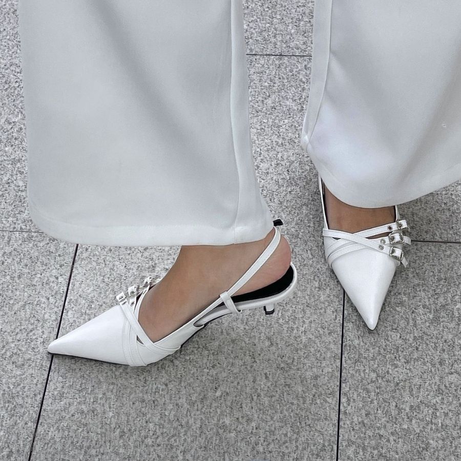 Giày Cao Gót Nữ TGG ST88-26 Màu Trắng Da Mềm Size 38