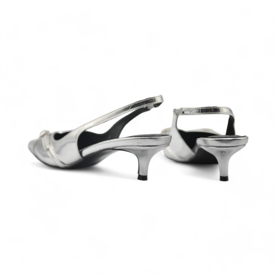 Giày Cao Gót Nữ TGG ST88-30 Màu Bạc Da Trơn Size 36