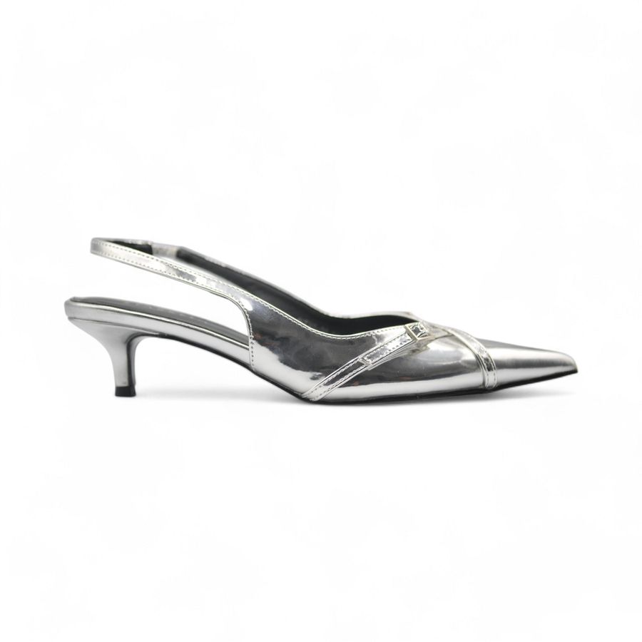 Giày Cao Gót Nữ TGG ST88-30 Màu Bạc Da Trơn Size 39