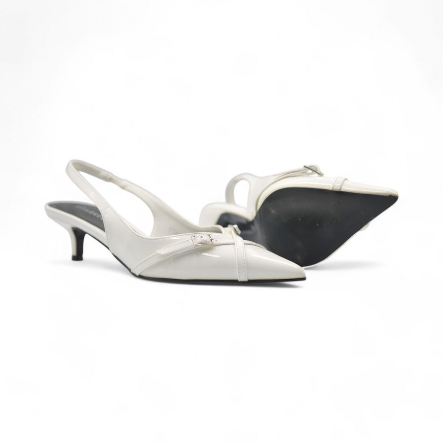 Giày Cao Gót Nữ TGG ST88-30 Màu Trắng Da Trơn Size 37