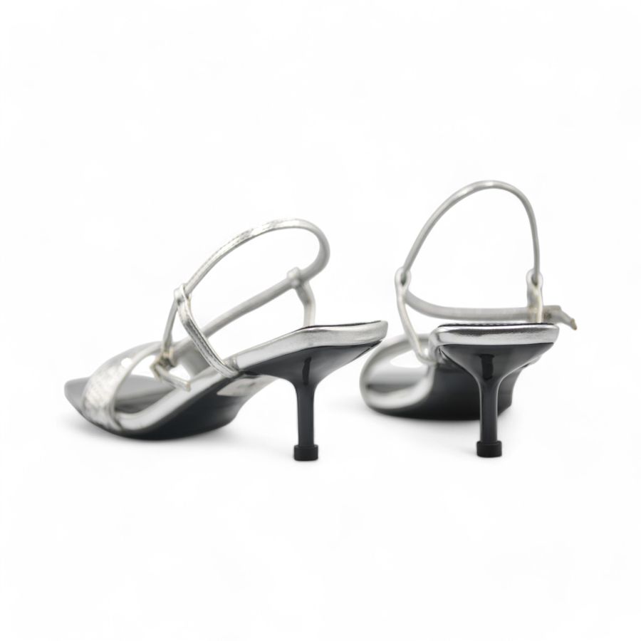Giày Cao Gót Nữ TGG ST9995 Màu Bạc Da Trơn Size 38