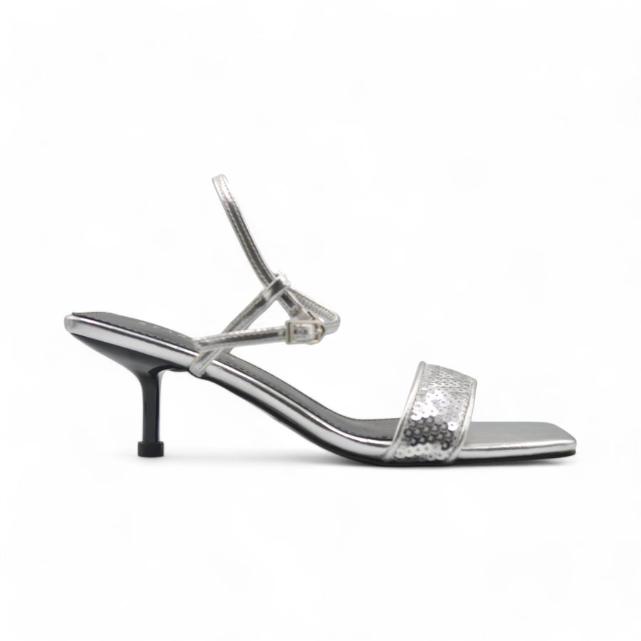 Giày Cao Gót Nữ TGG ST9995 Màu Bạc Da Trơn Size 38