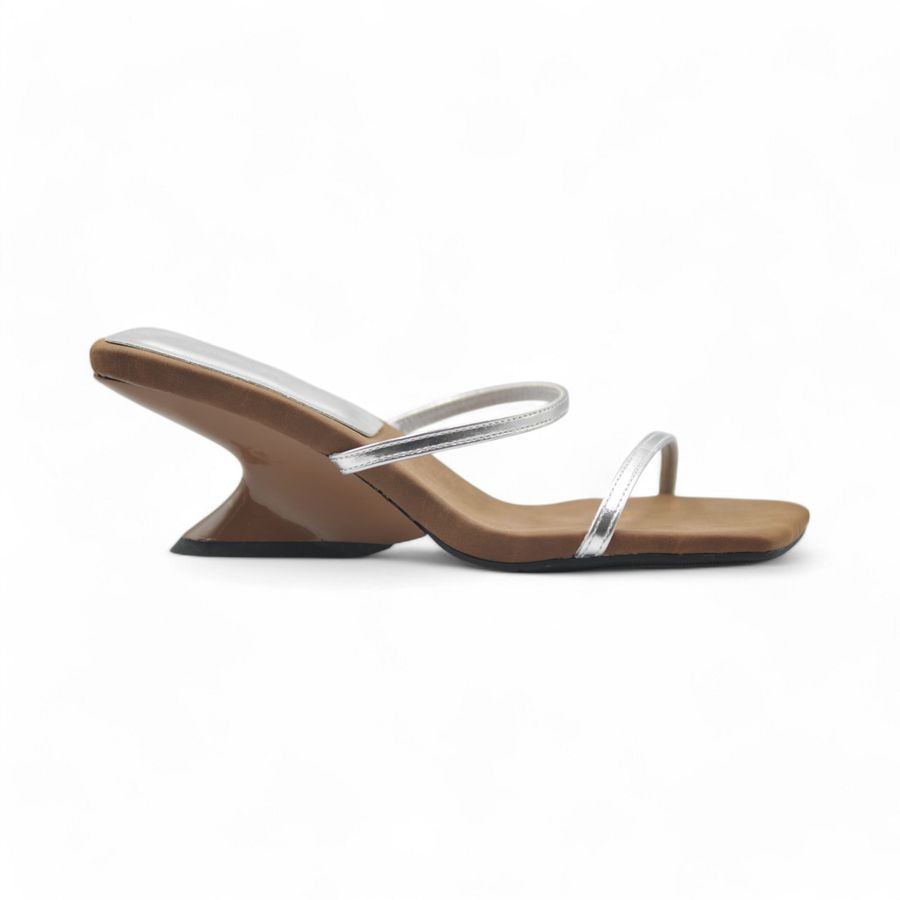 Giày Cao Gót Nữ TGG UN6808-1 Màu Bạc Da Mềm Size 38