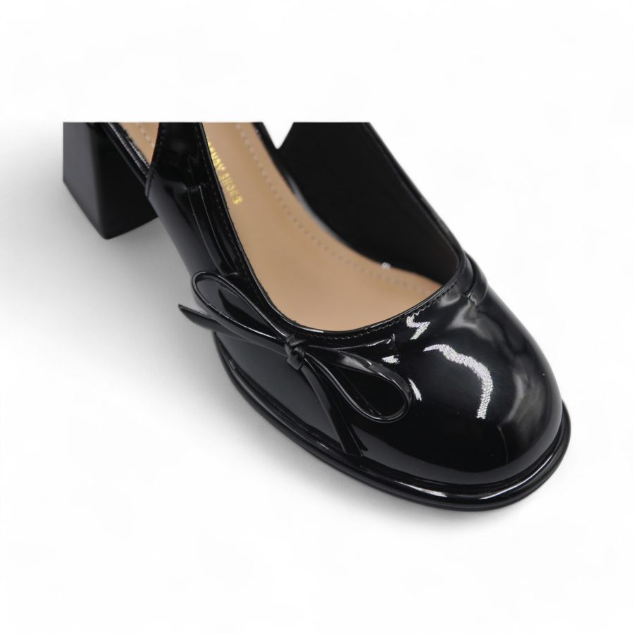 Giày Hở Gót Nữ TGG 163-8 Đính Nơ Màu Đen Size 36