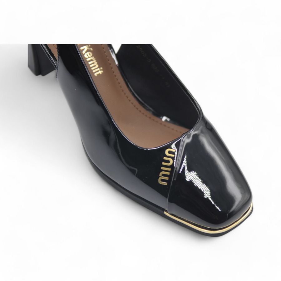 Giày Hở Gót Nữ TGG 2503-8 Màu Đen Da Bóng Size 38