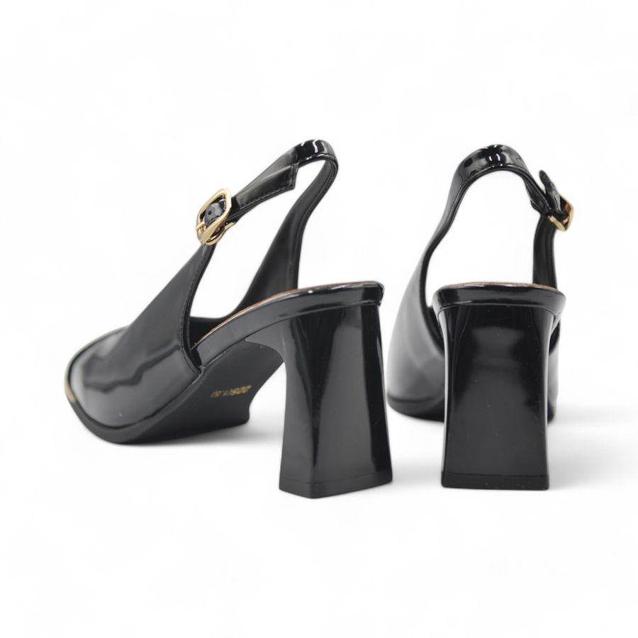 Giày Hở Gót Nữ TGG 2503-8 Màu Đen Da Bóng Size 38