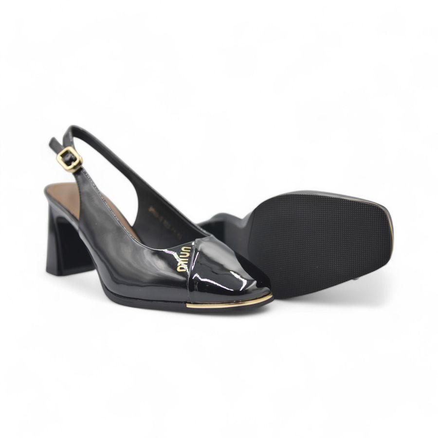 Giày Hở Gót Nữ TGG 2503-8 Màu Đen Da Bóng Size 38